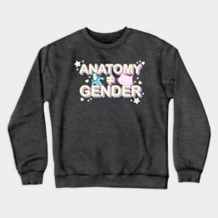 Anatomy Does Not Equal Gender - Kawaii Pastel Cat and Banana Typography Crewneck Sweatshirt